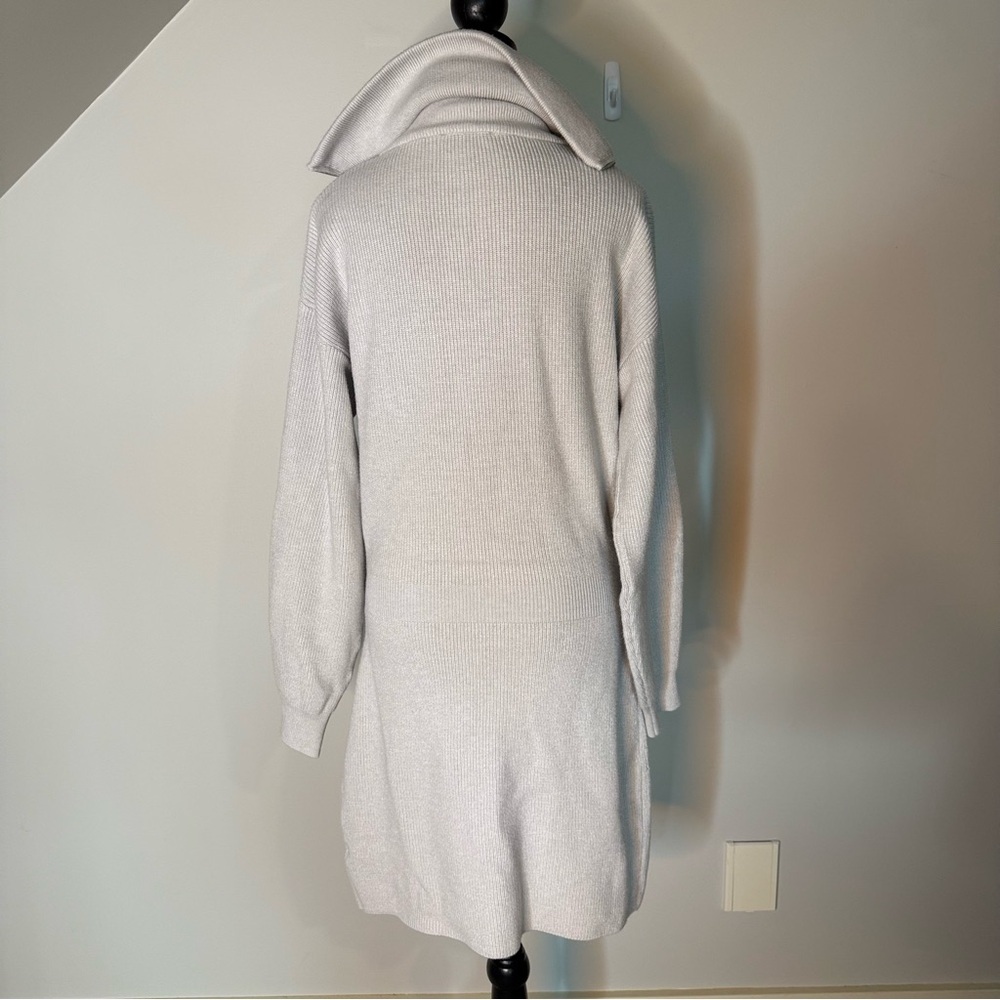BB DAKOTA Light Grey Soft Knit Sweater Dress Plush High Neck Long Sleeve Large - Picture 13 of 15